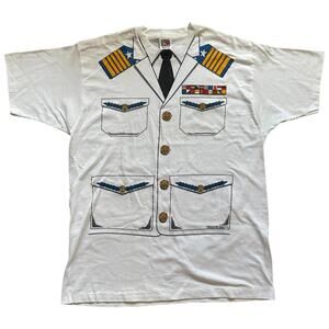 Vintage 80s Admiral Captain T-Shirt USA Single Stitch Men's Size XL